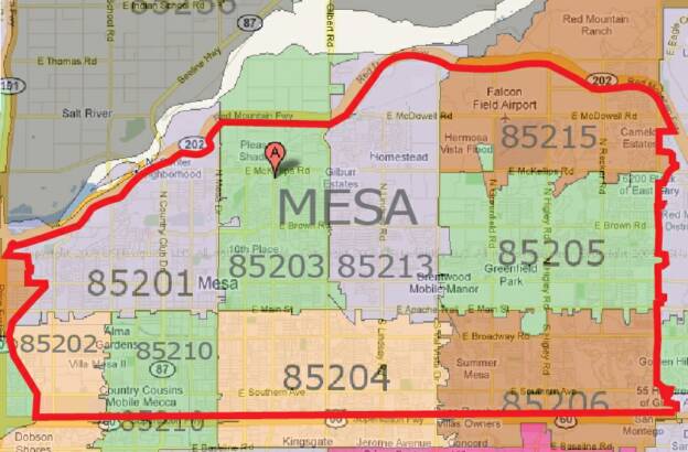 Mesa Zip Code Map Map Of The World