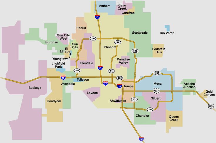 Arizona Service Area Map For American Cooling And Heating 